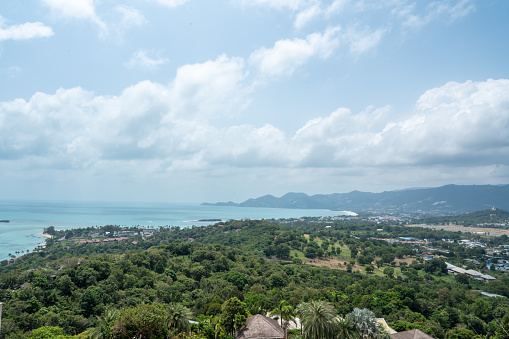 Cloudy day sky and sea on vacation summer, View point at Koh Samui.