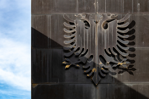 Double headed eagle Albanian flag in metal