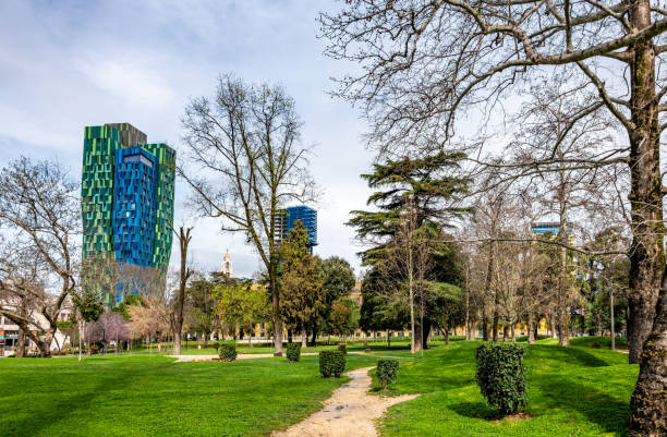 Footpath in Lulishte Ismail Qemali, a public park in Tirana
