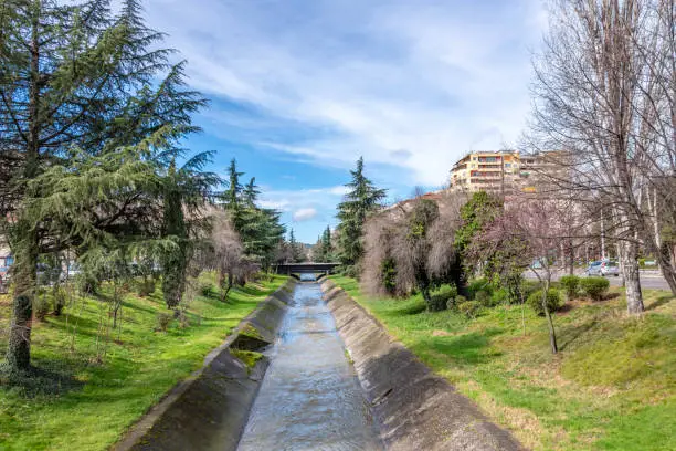 The Lana River runs through Tirana city centre