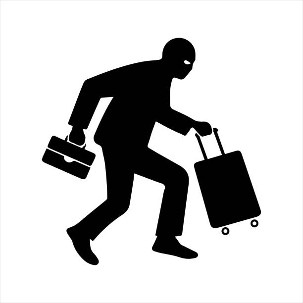 retail theft. thief. thief with bag icon - street store vector thief点のイラスト素材／クリップアート素材／マンガ素材／アイコン素材