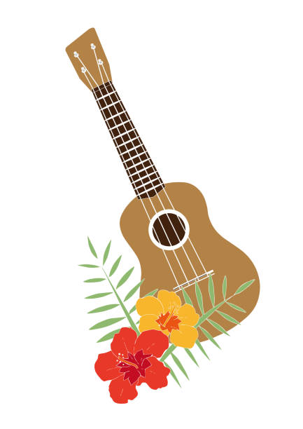 istock Hawaiian illustration of flowers and ukulele 2099335554