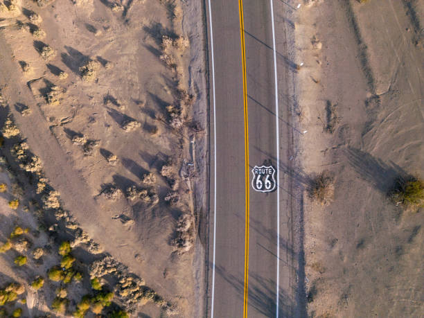 istock Aerial view of Route 66 directly above 2099365155