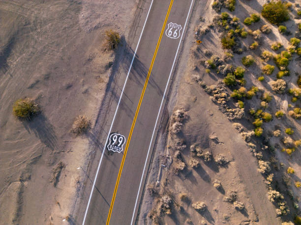 istock Aerial view of Route 66 directly above 2099365174