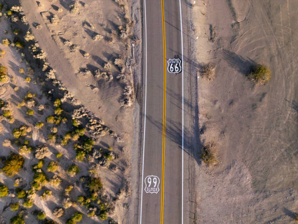istock Aerial view of Route 66 directly above 2099365177