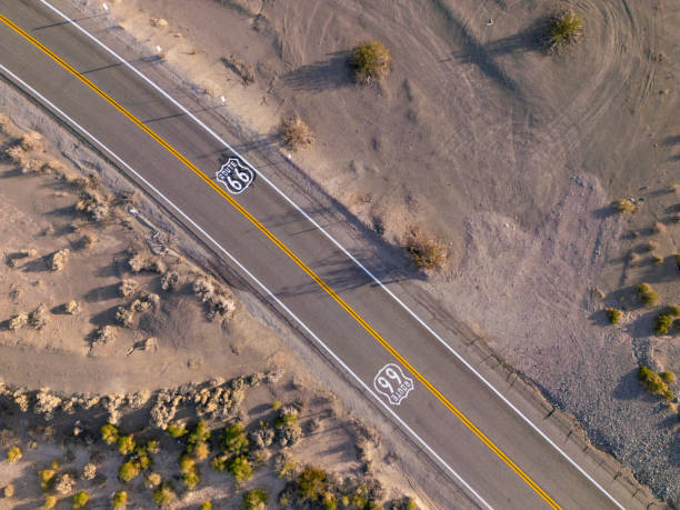istock Aerial view of Route 66 directly above 2099365180
