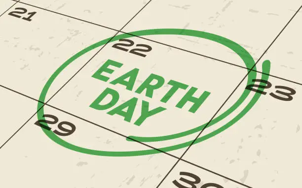 Vector illustration of Earth Day April 22 Reminder Calendar