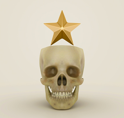 3D Star with Skull - Color Background - 3D Rendering