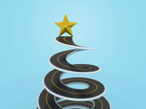 istock 3D Star on Top of Spiral Road 2099375381