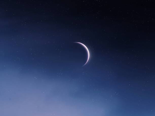 New moon in the sky isolated.