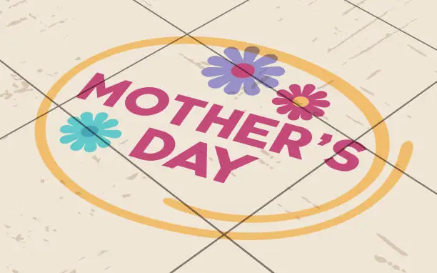 Vector illustration of Mother's Day Circled Calendar Reminder