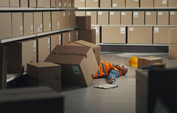 istock Unconscious injured worker lying on the floor 2099433968