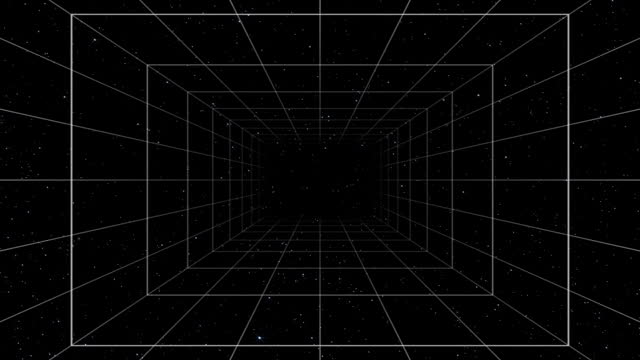 Retro Futuristic 80-90's Universe space tunnel Background, Abstract digital tunnel with star moving. Retro futurism
