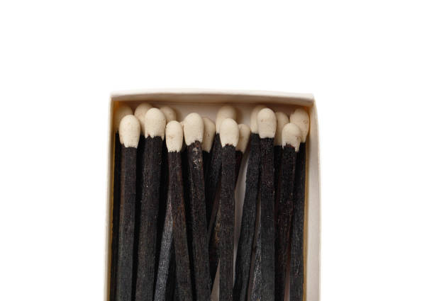 istock Black matches in a box on a white background. 2099500339