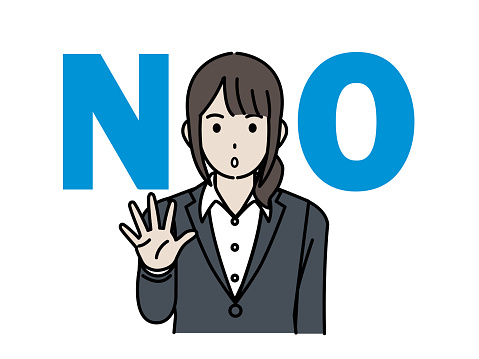 Clip art of Woman office worker who refuses.