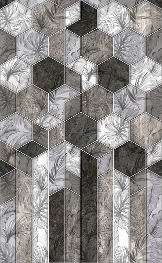 Geometric decor.Wood and marble Pattern Texture Used For Interior Exterior Ceramic Wall Tiles And Floor Tiles.