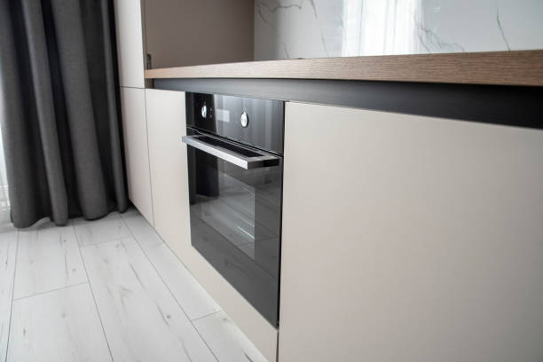 istock Black electric built-in oven in the kitchen 2099531200