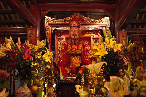 Altars to Confucius and his disciples in Văn Miếu, home to the Temple of Literature, Hanoi, Vietnam