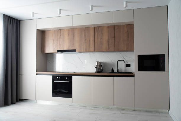 Free Stock Photo of Modern Kitchen With Wooden Cabinets and Stainless ...