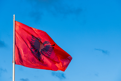 Albanian Flag on a sunny day