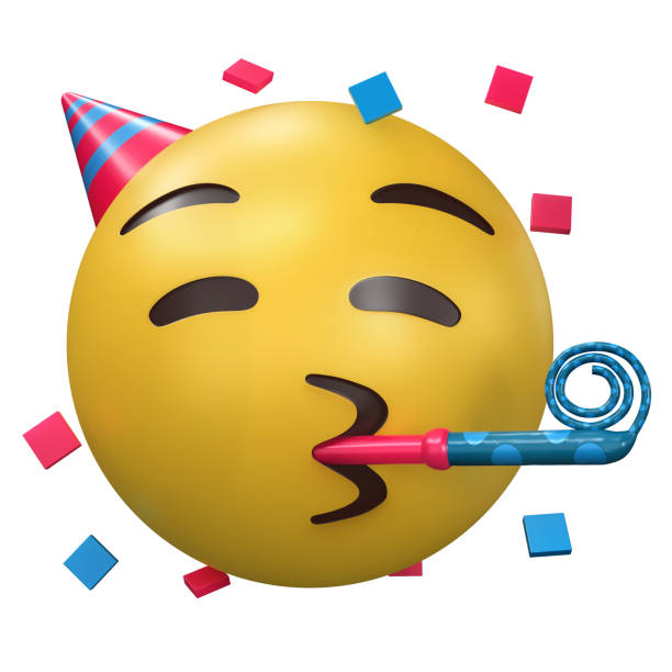 An Emoji Partying 3D illustration isolated on a white background