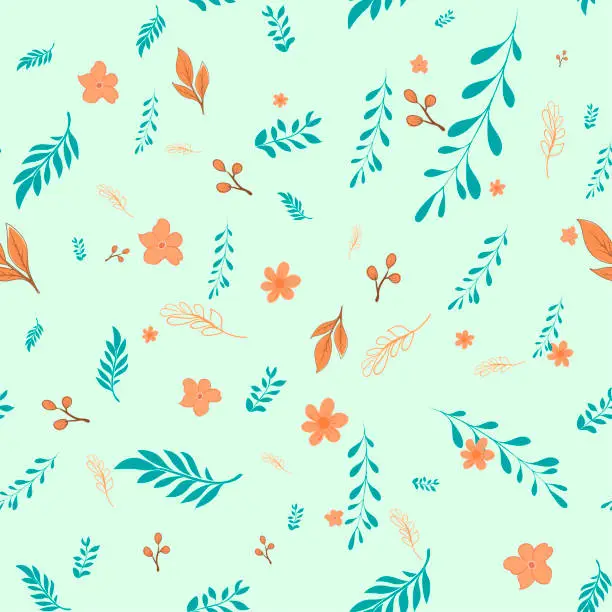 Vector illustration of Seamless pattern of boho style plants