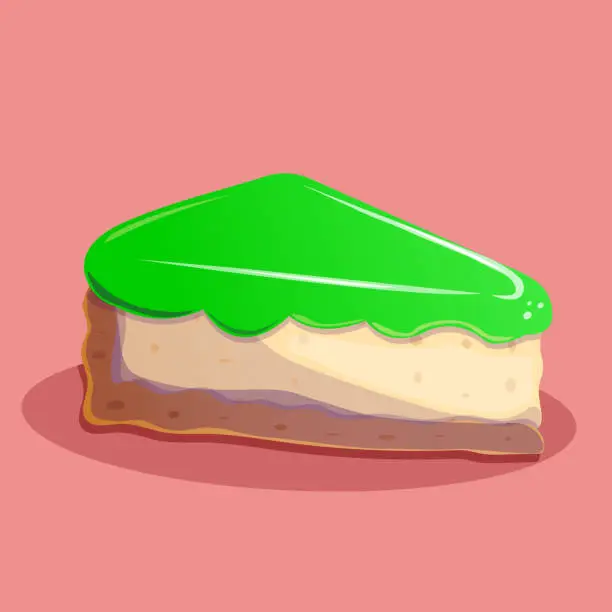 Vector illustration of A piece of cheesecake with fruit filling. Cake isolated vector illustration