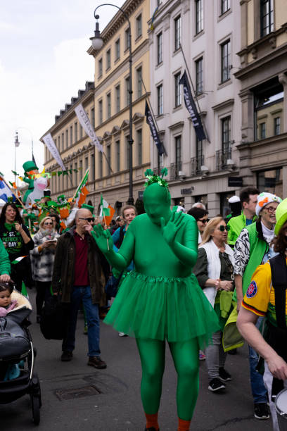 The green man in St. Patrick's Day Parade celebration in Munich, Germany on March 17th 2024.