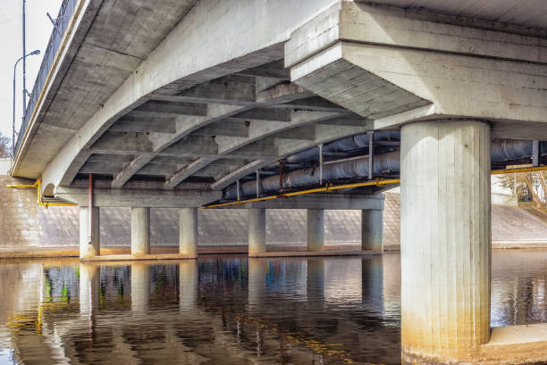 istock bottom view of the bridge over the river 2099650421