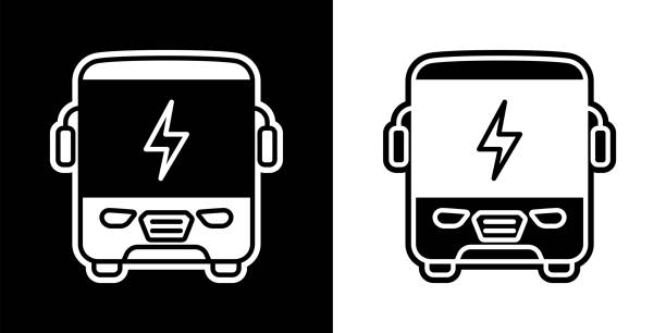 illustrations, cliparts, dessins animés et icônes de electric bus icon. - electric car