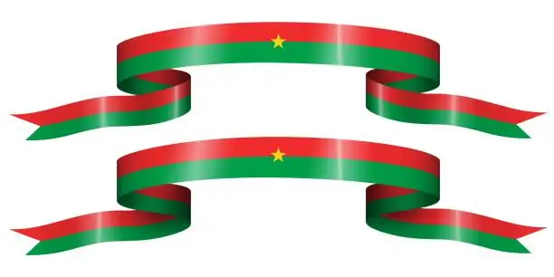 Vector illustration of set of flag ribbon with colors of Burkina Faso for independence day celebration decoration