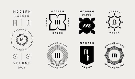 Collection of modern simple badges. Collection of modern retro geometric icons. Geometric logo design elements.