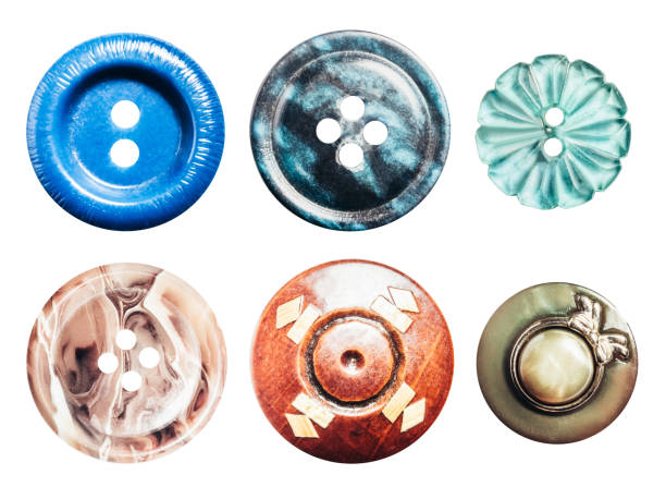 Isolated photo of various clothing buttons.