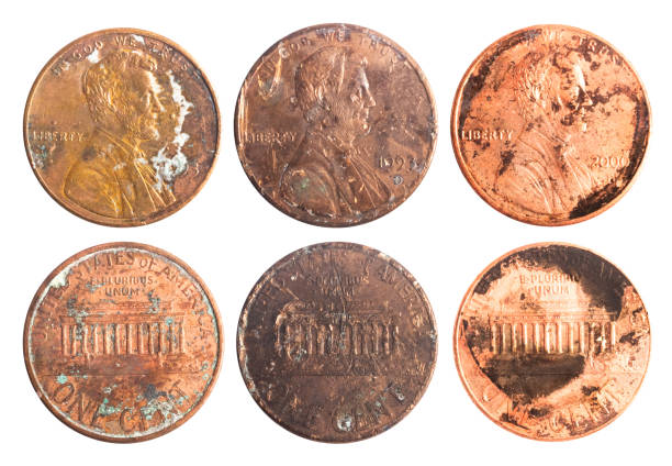 istock Isolated photo of old rusty american cents 2099684753