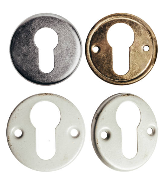 istock Isolated photo of rusty keyholes. 2099685273