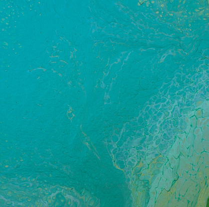 Beautiful fluid art natural luxury painting. Marbleized effect. Ancient oriental drawing technique. Teal, green, blue and turquoise colors. Abstract decorative marble texture.