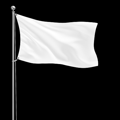 An image of a White Flag isolated on a Black Background