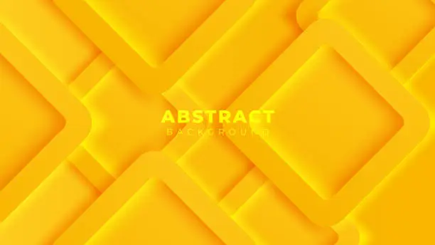 Vector illustration of 3D yellow geometric abstract background overlap layer on bright space with rounded rhomb effect decoration. Graphic design element modern style concept for banner, flier, card, cover, or brochure