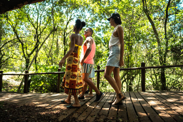 istock Friends hiking on forest 2099739581