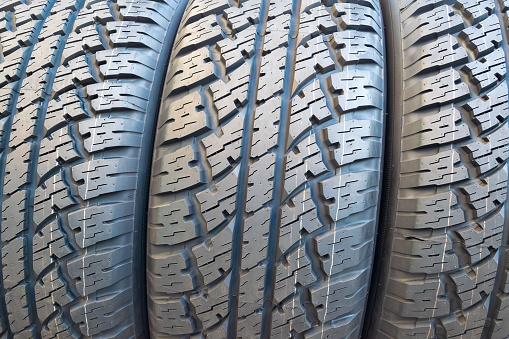Tires for cars, close-up. Backgrounds and textures. Everything for cars.