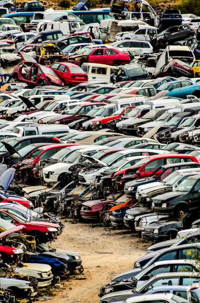 istock Old Junk Cars On Junkyard 2099813981