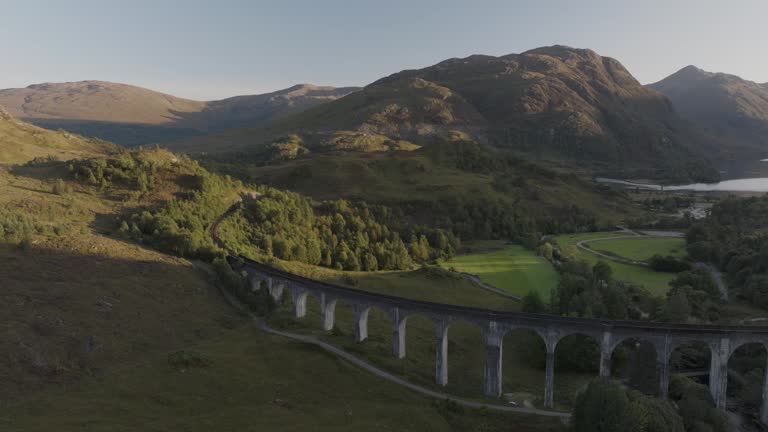 Aerial view of Glenfiddich Viaduct, UK.