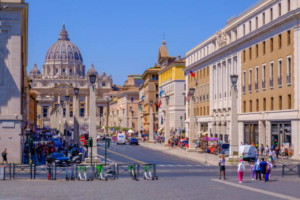 Rome, IT - 11 August 2023: Via della Conciliazione and St. Peter's Basilica