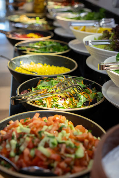 Delicious salads at the hotel buffet