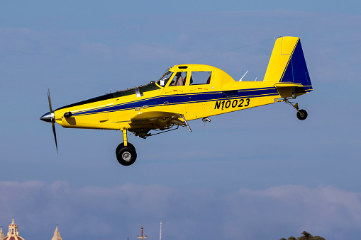 Luqa, Malta - March 18, 2024: Air Tractor AT-802A (REG: N10023) arriving after 6 hour on a ferry flight.