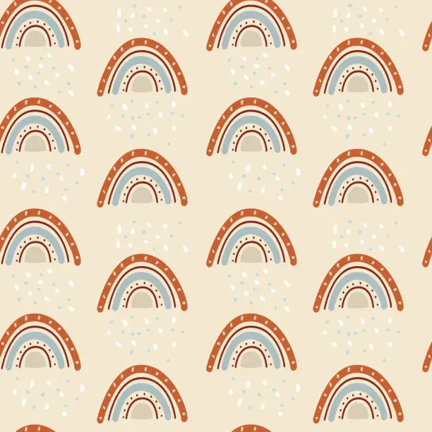 Vector illustration of Kids boho rainbow pattern