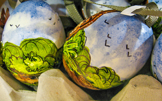 Easter. Close up of painted eggs.