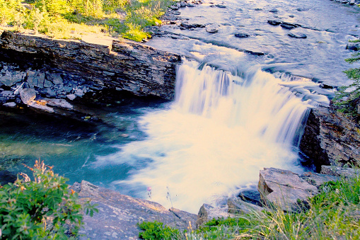 The Sheep River waterfall.