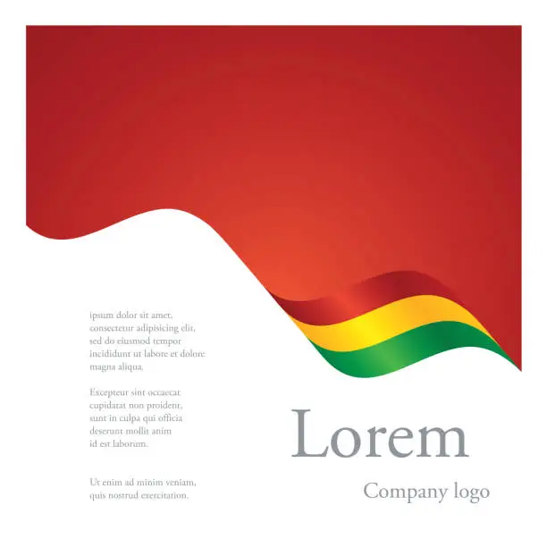 Vector illustration of New brochure abstract design modular single pattern of wavy flag ribbon of Bolivia