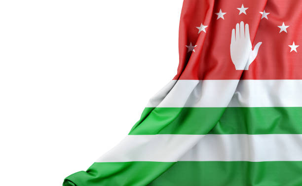 flag of abkhazia with empty space on the left. isolated. 3d rendering - abkhazian flag imagens e fotografias de stock